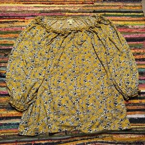 Max Studio Yellow Floral Off-Shoulder Top – Size 1X